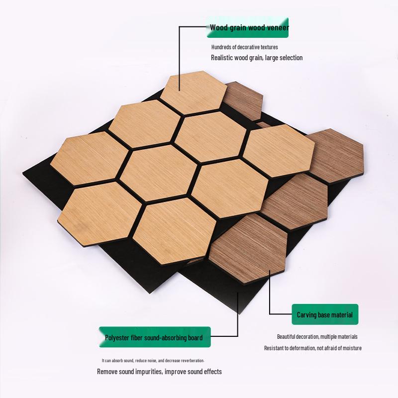 Hexagonal Wooden Sound Absorbing Panels for Decorative Wall Insulation