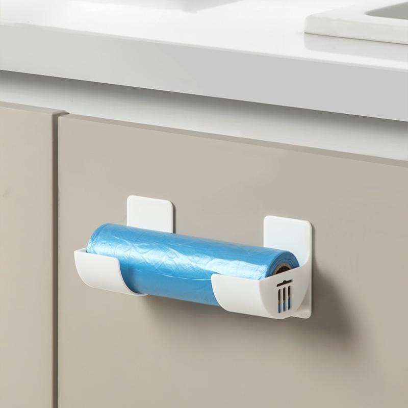 2/4Pcs Wall Mounted Plastic Trash Bag Holder Rack Self-Adhesive Storage Shelf Holder For Kitchen Bathroom Organizer