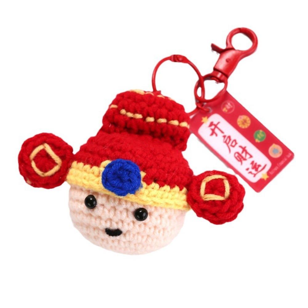 Car Keyring Lucky Keychain Cartoon Knit Doll Pendant Cute Fu Bag Keychain  New Year Gift