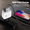 58W Dual Fast Charger with 2PD + QC3.0 for EU, US, UK, AU Plugs