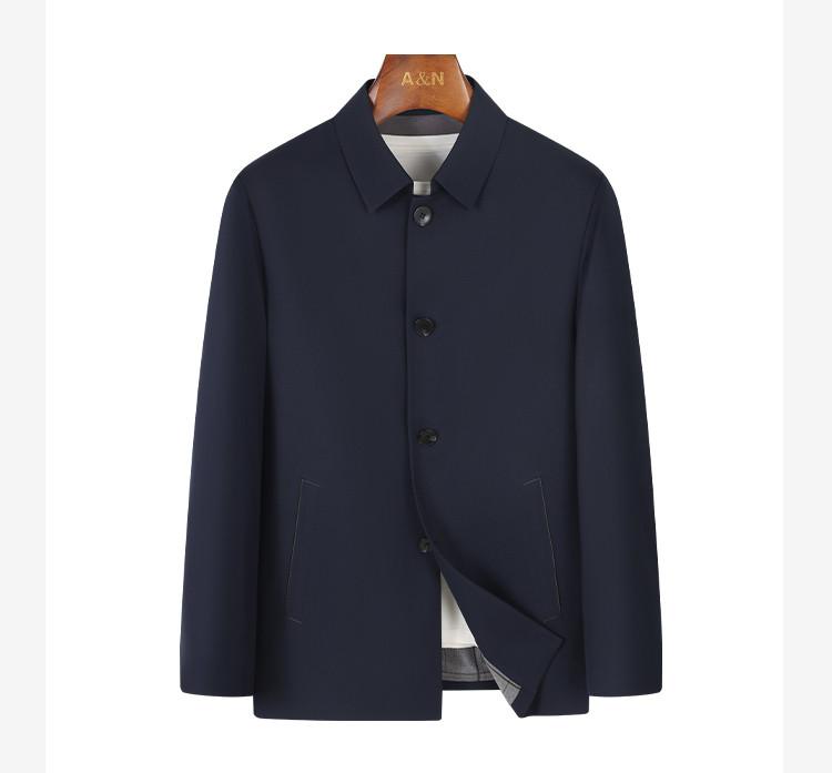 [Bold and Stylish] Spring and Autumn New Solid Color Versatile Business and Leisure Flip Collar Single breasted Jacket Men's Coat