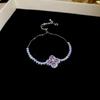 Pulsera coreana ajustable de flor de rombo de circón - Joyería elegante y versátil para mujer