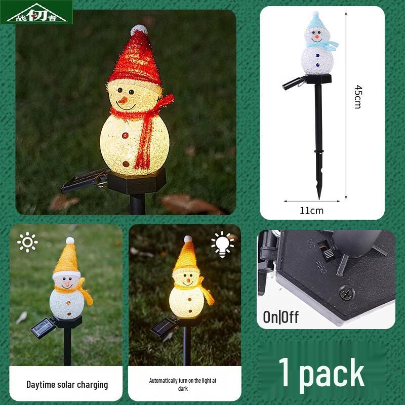 Outdoor Solar Red Hat Snowman Lawn Light
