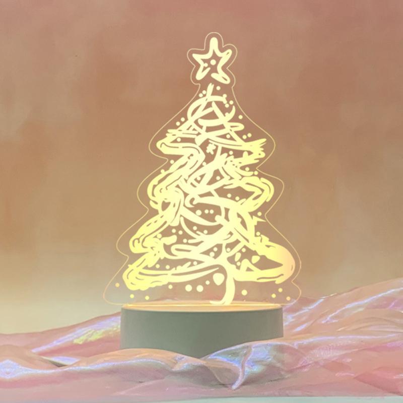 Luce Notturna 3D di Natale Babbo Natale Creativo Albero di Natale Lampada da Tavolo USB per Casa Camera da Letto