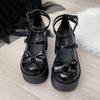 Butterfly-knot Platform Pumps Shoes Women Punk Thick Bottom Chunky Heel Mary Janes British Style Uniform School Shoes Girls