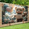 2D Flat Print Teddy Bear Birthday Photography Backdrop for Baby Shower & Kids Party