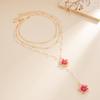 Vintage Romantic Pink Drip Oil Flower Pendant Necklace For Women Boho Exquisite Imitation Pearl Beads Choker Party Jewelry Gifts
