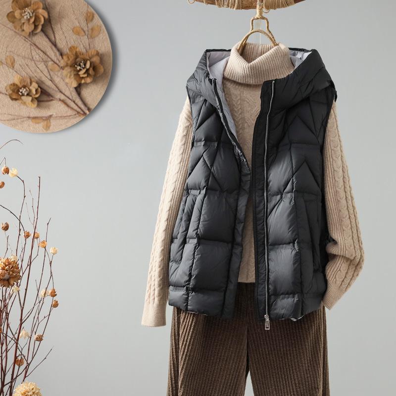 Autumn and Winter New White Duck Down Down Vest Women's Light Down Jacket Vest Vest Vest Outer Wear Vest Jacket Tide