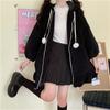 Felpe Invernali Calde Kawaii Orecchie di Coniglio Felpa Donna Ragazza Lolita con Cappuccio e Zip Felpe Casual Manica Lunga Felpa Harajuku