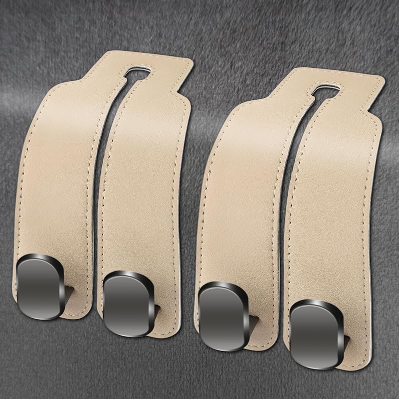 Amelity Headrest Hooks For Car, Car Hooks For Purses And Bags, Purse Hook For Car (Grey-2 Pack)