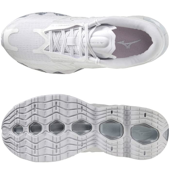 Mizuno Buty do biegania Wave Prophecy 12, szerokość 2E, męskie, białe/srebrne, 25,0 cm,