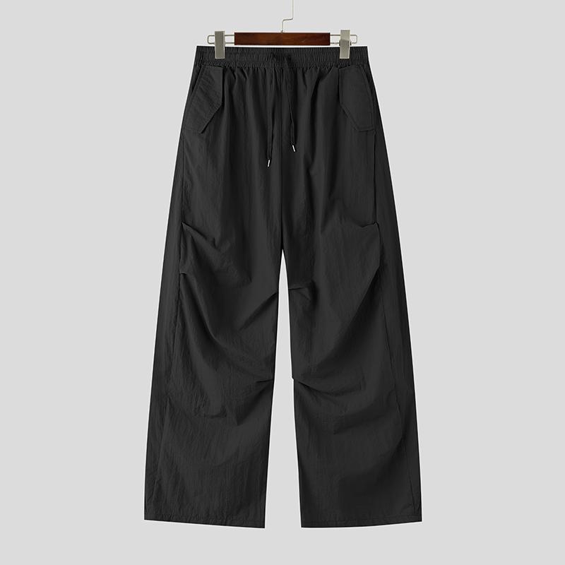 INCERUN Mens Baggy Trousers Streetwear Loose Casual Drawstring Hip Hop Joggers Wide Leg Pants