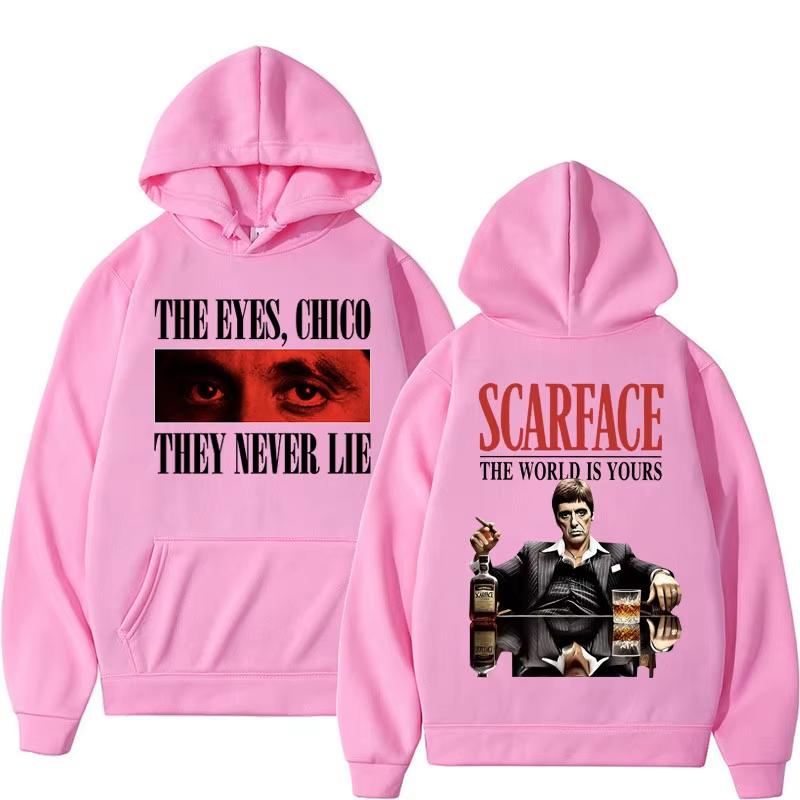 Tony Montana Scarface Vintage Graphic Hoodie Men Women Hip Hop Harajuku Oversized Long Sleeve Pullover Sweatshirt Retro Movie Fleece Top