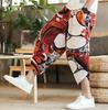 Pantaloni in Cotone e Lino Estivi da Spiaggia Corti da Uomo Larghi Taglia Grande Bloomers Pantaloni Floreali Etnici