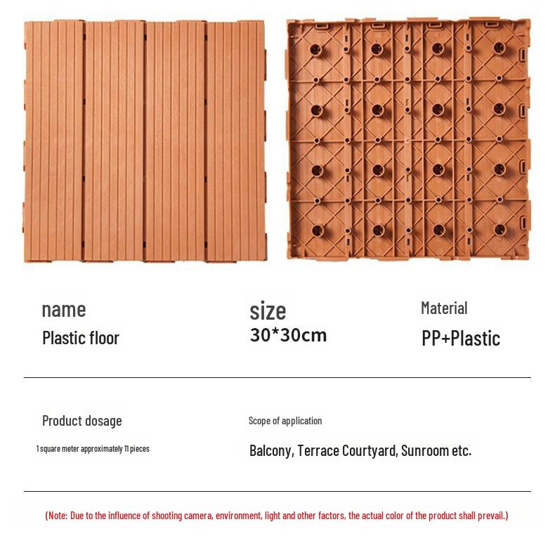 Outdoor Insect-Resistant Wear-Resistant Plastic Floor: Easy Assembly, Imitation Wood, Glue-Free, Nail-Free, Ideal for Courtyard Renovation.