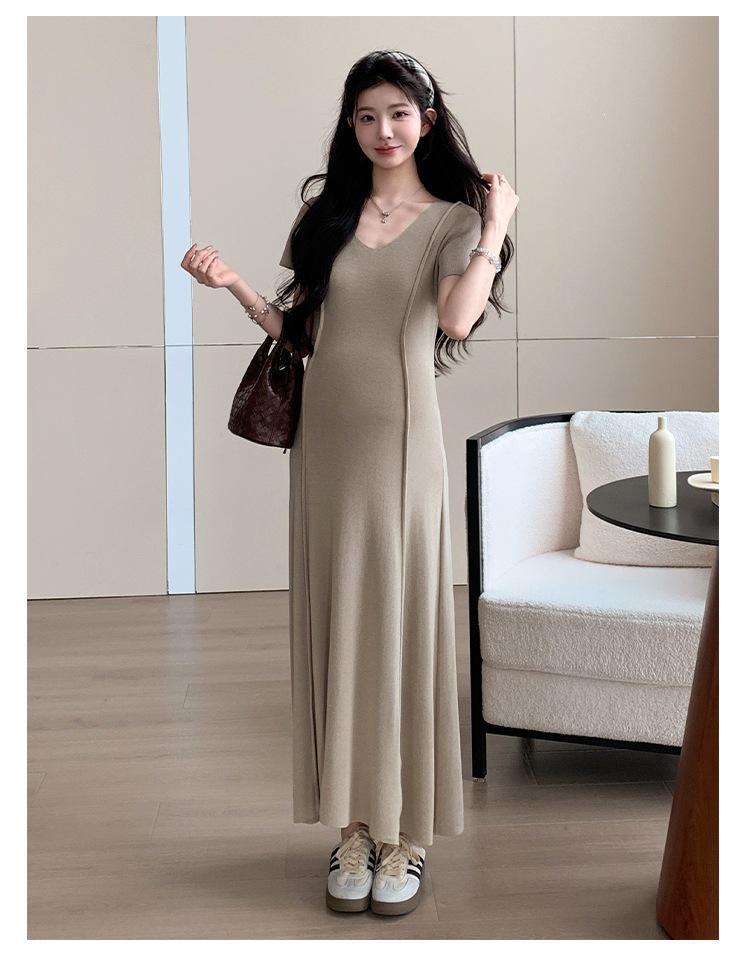 2026 Frühjahr/Sommer Koreanischer Stil Hochwertiges Gestricktes Umstandskleid mit Perlen