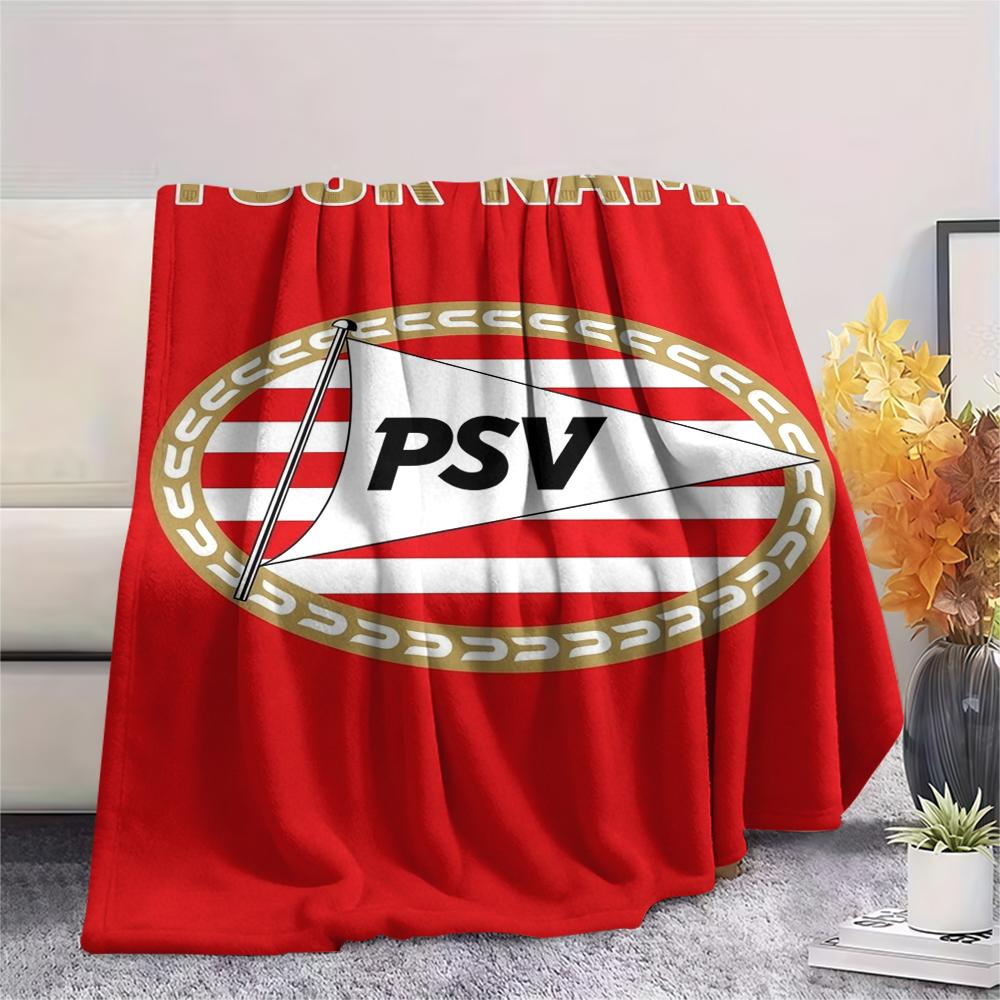 1PC Custom Name PSV Eindhoven Patterned Flannel Blanket Suitable For All Seasons for Home Decor Warmth and Comfort Gifts Holiday Present