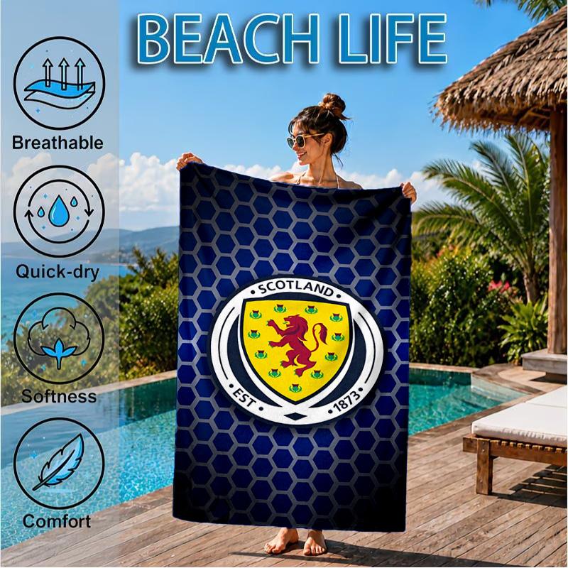 Asciugamano da Spiaggia con Emblema del Leone Rampante della Scozia, Asciugatura Rapida, Facile da Curare, Adatto Sia per il Fitness che per le Vacanze al Mare, Essenziale per lo Sport