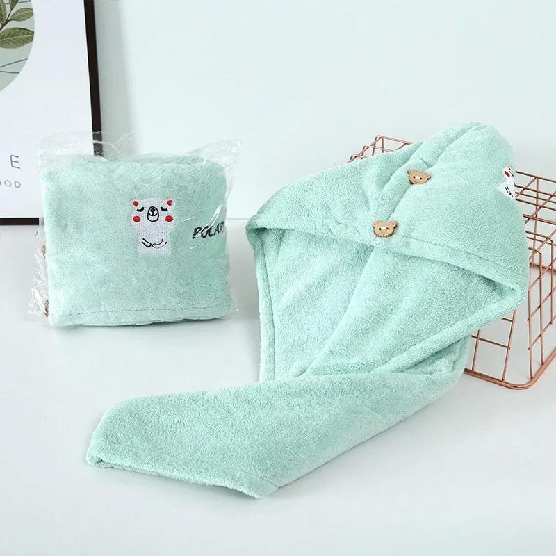 

Продукты Микрофибровое полотенце для волос Шапочка для волос с пуговицей Женские аксессуары для ванной Быстросохнущий халат Домашний текстиль 25cm x 65cm