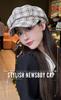 Sole Only Checkered Adjustable Tweed Cute [$ole Only] Casquette, Pattern, Size, Fabric, Motif, Stylish, Women's (White)