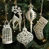 Weiße Plastik-Weihnachtsornamente Glitzerndes Reh Stern Glocke Weihnachtsbaumschmuck Hängende Anhänger für Zuhause Weihnachtsdeko