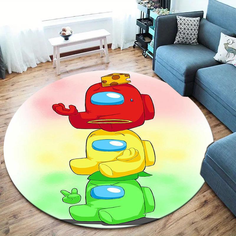 Tappeto Rotondo Among Us, Tappeto per Soggiorno Camera da Letto Divano Sala Giochi Decorazione, Tappetino Antiscivolo