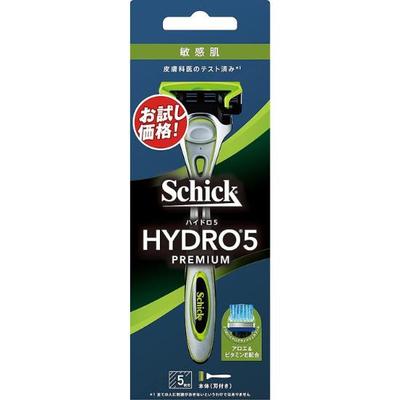 Schick HYDRO 5 Premium Sensitive Skin Rasiererhalter (Griff) mit Klinge 5 Klingen, Hautschutz Grüner Rasierer / Rasieren