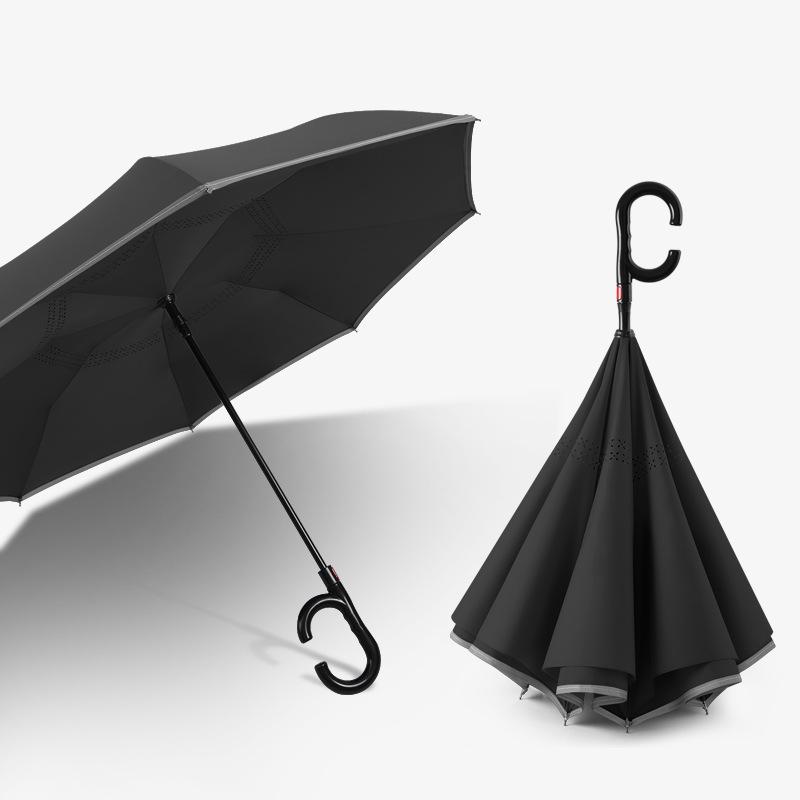C-type Double-Layer Automatic Reverse Umbrella: Sunshade & Rain Protection, Large for Sunny/Rainy Days