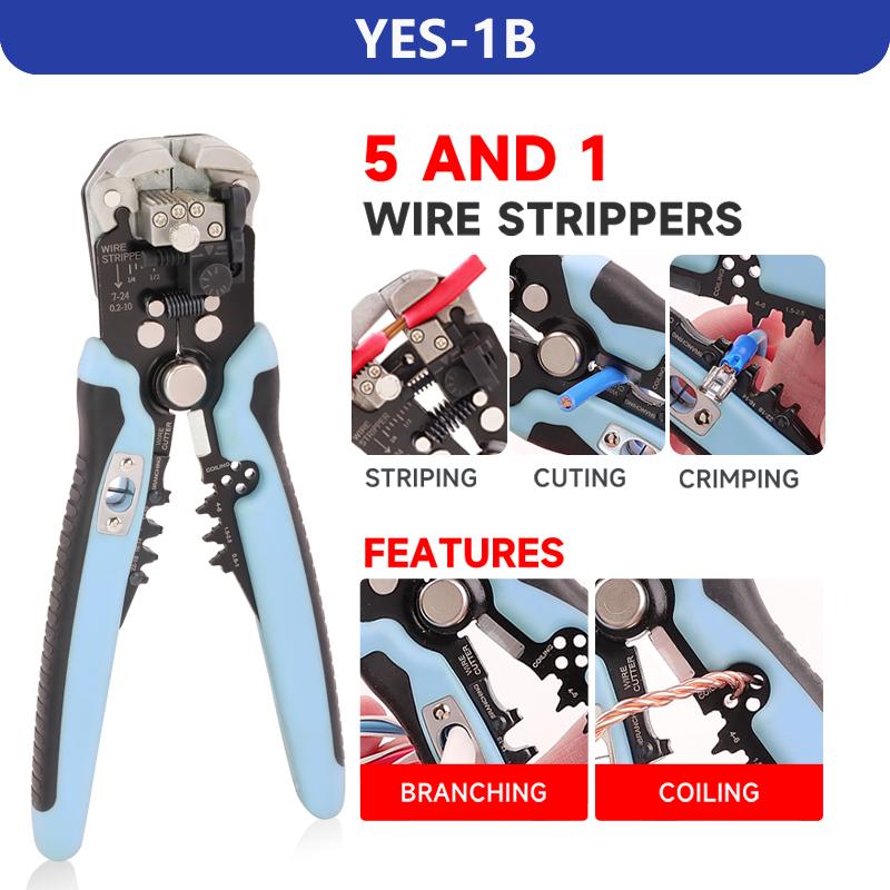 YES-1B Fully Automatic Multifunctional Wire Stripper Cable Breaker Removal Pliers Wire Cutting and Crimping Instrument YES-1B