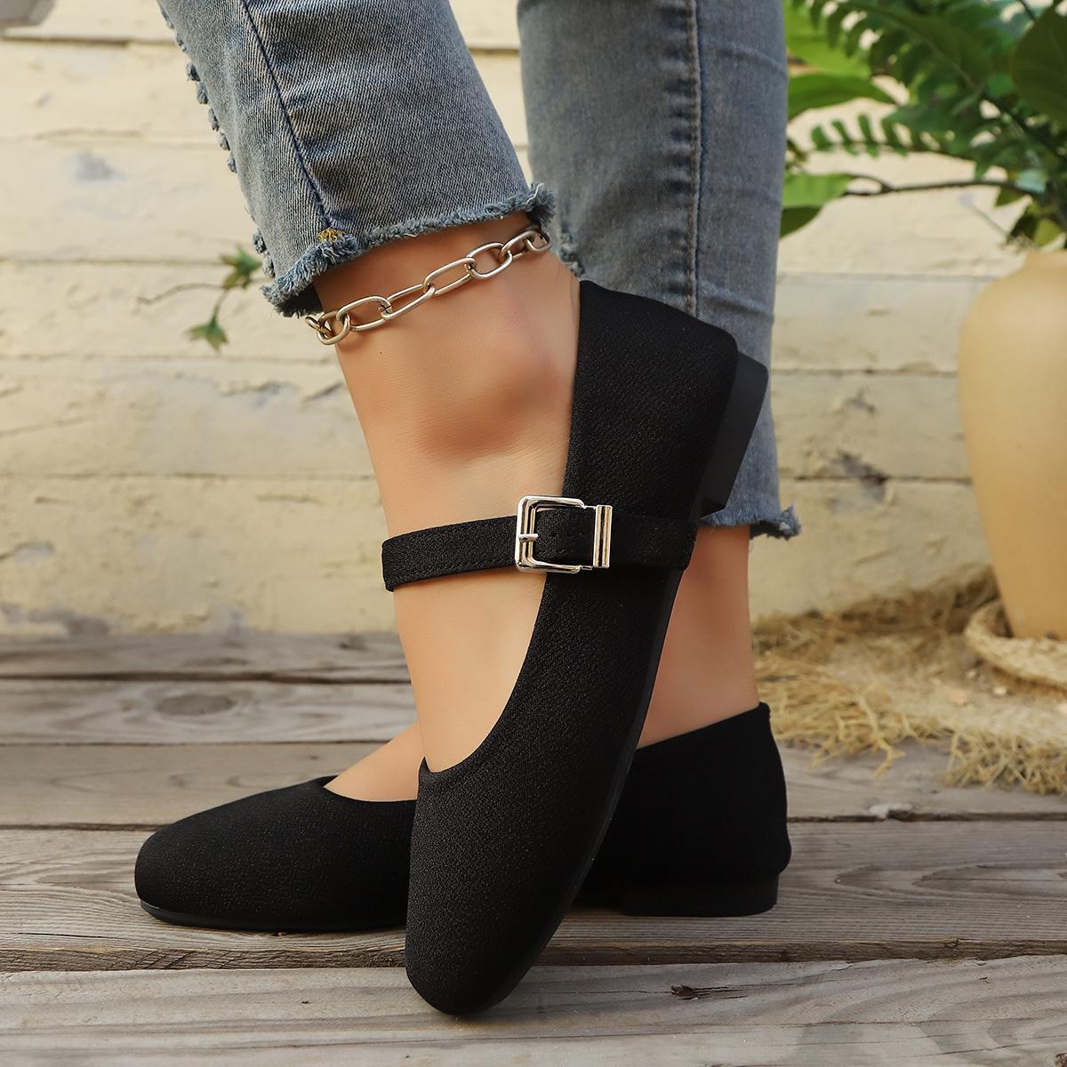 

Sexy Leopard Low Heel Mary Jane Shoes Women 2025 Summer Round Toe Instep Buckle Strap Ballet Shoes Soft Sole Pumps 43 чёрный