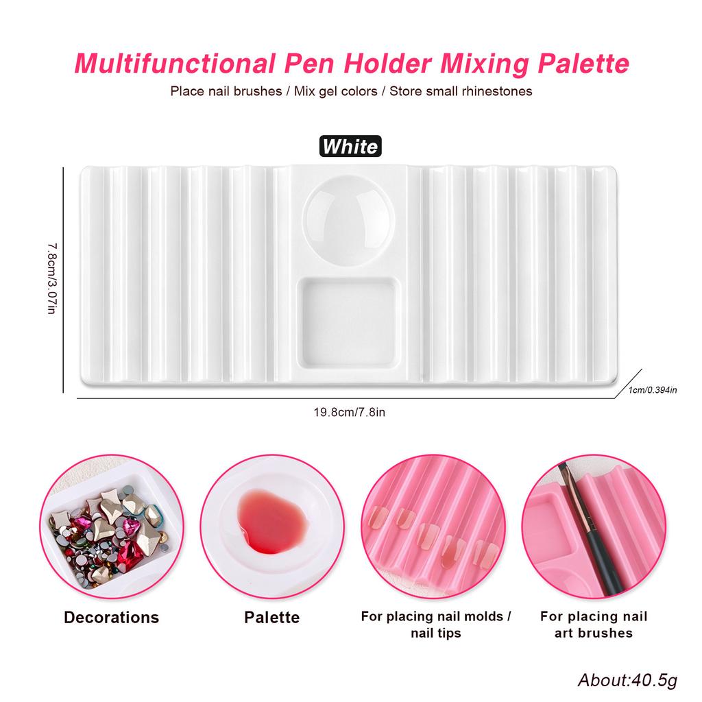 Nail Art Palette Pen Holder Desktop Storage Rack Nail Mold Tray Glue Mixing Pen Holder Color Palette Manicure Tools