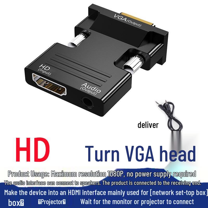 Gold-Plated HDMI/VGA Adapter for TV, Laptop, Monitor with Audio