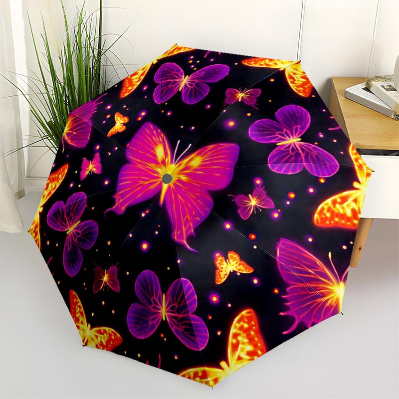 

1pc Butterfly Neon Automatic Open/close Folding Umbrella, Compact Portable Travel Umbrella, Cute Umbrella, Durable Construction yy260328017