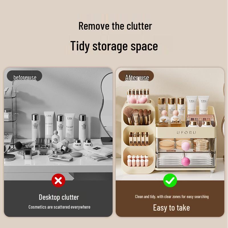 Luxuriöse Kosmetikaufbewahrungsbox: Multifunktionaler Organizer für Lippenstift & Hautpflege auf dem Schminktisch