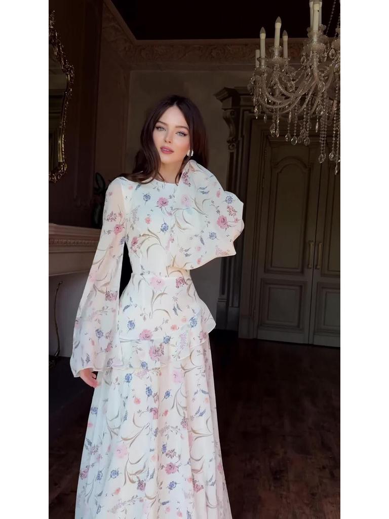 Elegant Spring Floral Long Sleeve Dress (2025)