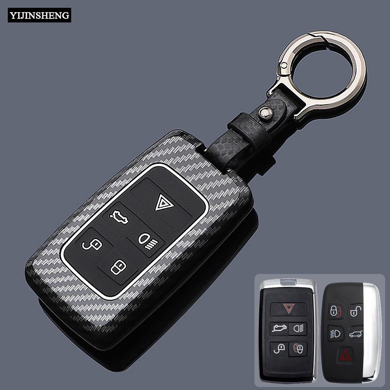 5 Buttons Carbon Style ABS Car Key Case Cover Fob for Land Rover Range Rover Evoque Discovery Sport Velar Jaguar XE E-PACE XF
