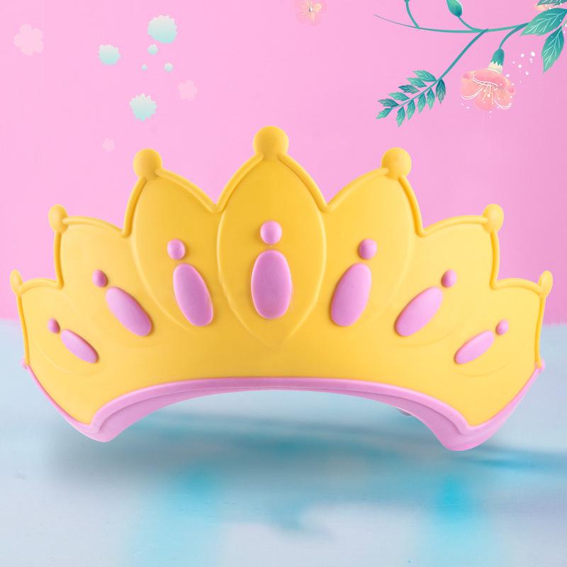 Children Waterproof Shampoo Cap Crown Baby Shower Cap Adjustable Size Cartoon Bath Visor Infant Hair Shield Ear Protection
