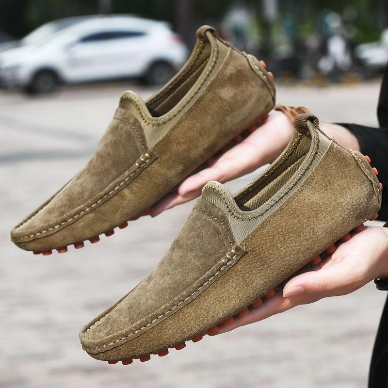 New men's casual versatile surface matte pigskin beanie shoes comfortable breathable soft sole non-slip driving shoes