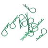 10Pcs RC Car Shell Clip RShape Metal Body Clips Pins Green for 15 16 18 110 RC Car(Green )