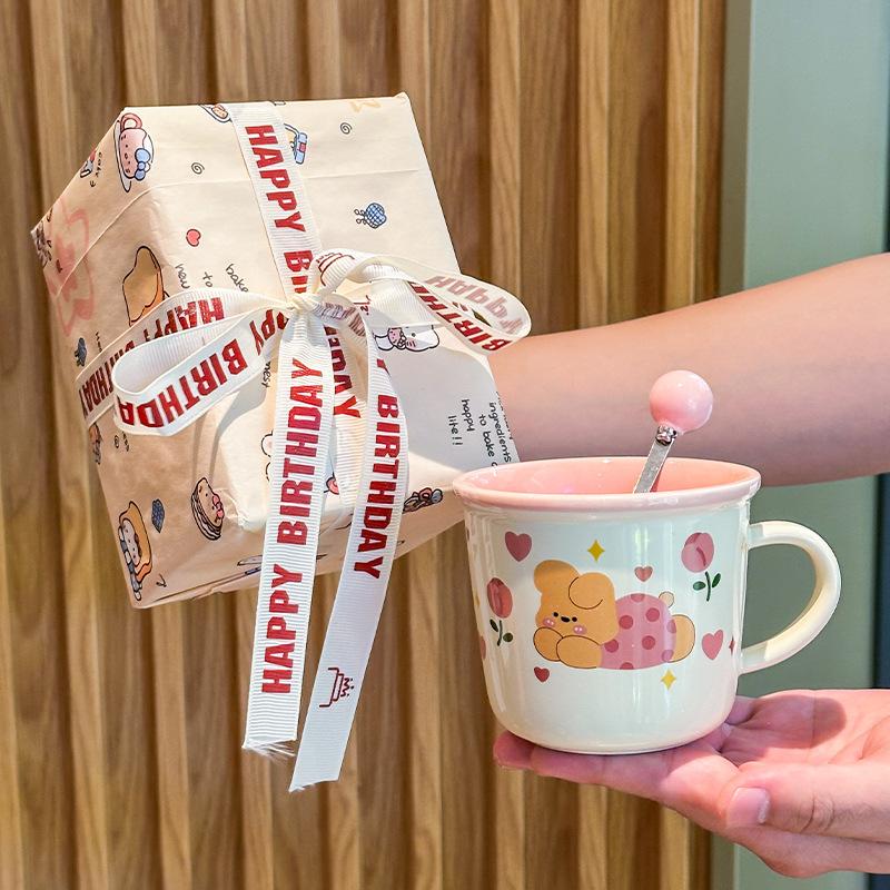 Cute and high-value birthday gift girls ceramic mug exquisite gift box girlfriends children practical souvenir