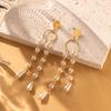 Simple Elegant And Asymmetric Faux Pearl Tassel Earrings Women For