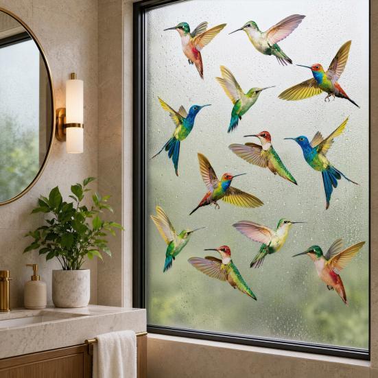 Indoor Window Sticker Bird Stickers, Anti-Collision Strike Prevention Decal, Static Cling Glass Film for Windows Doors, UV Reflective PVC Reusable