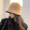 Knitted Fisherman Hat for Women in Autumn and Winter Contrasting Color Lambswool Bucket Hat Showing Face Small Fashion Versatile Warm Basin Hat