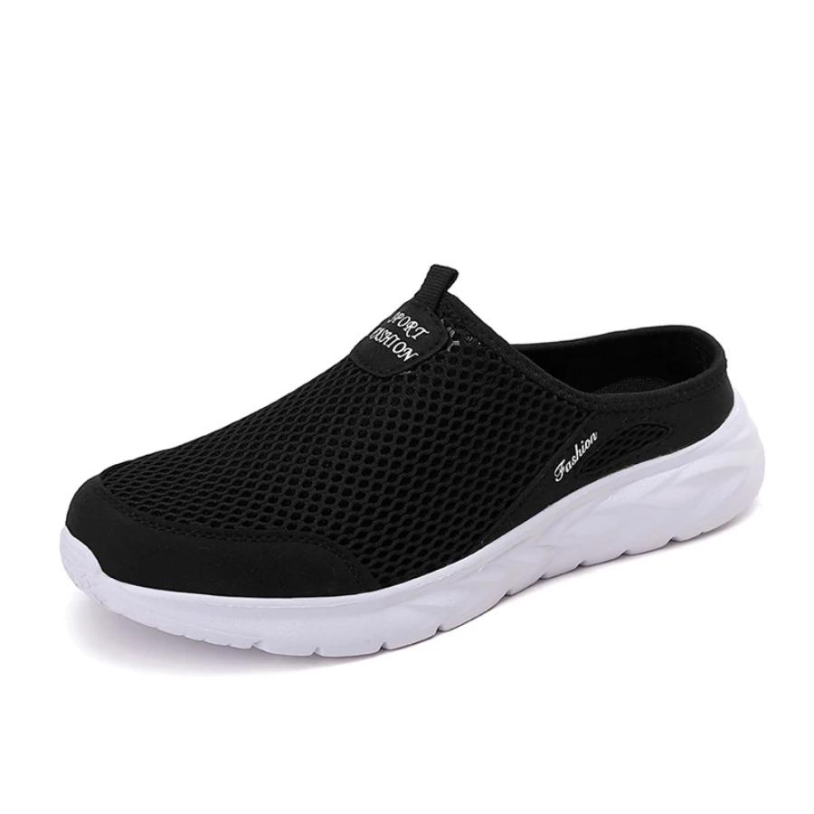 2025 Mens Half Slippers Summer Breathable Mesh Mens Shoes Outdoor Casual Walking Shoes Large Flat Light Mesh