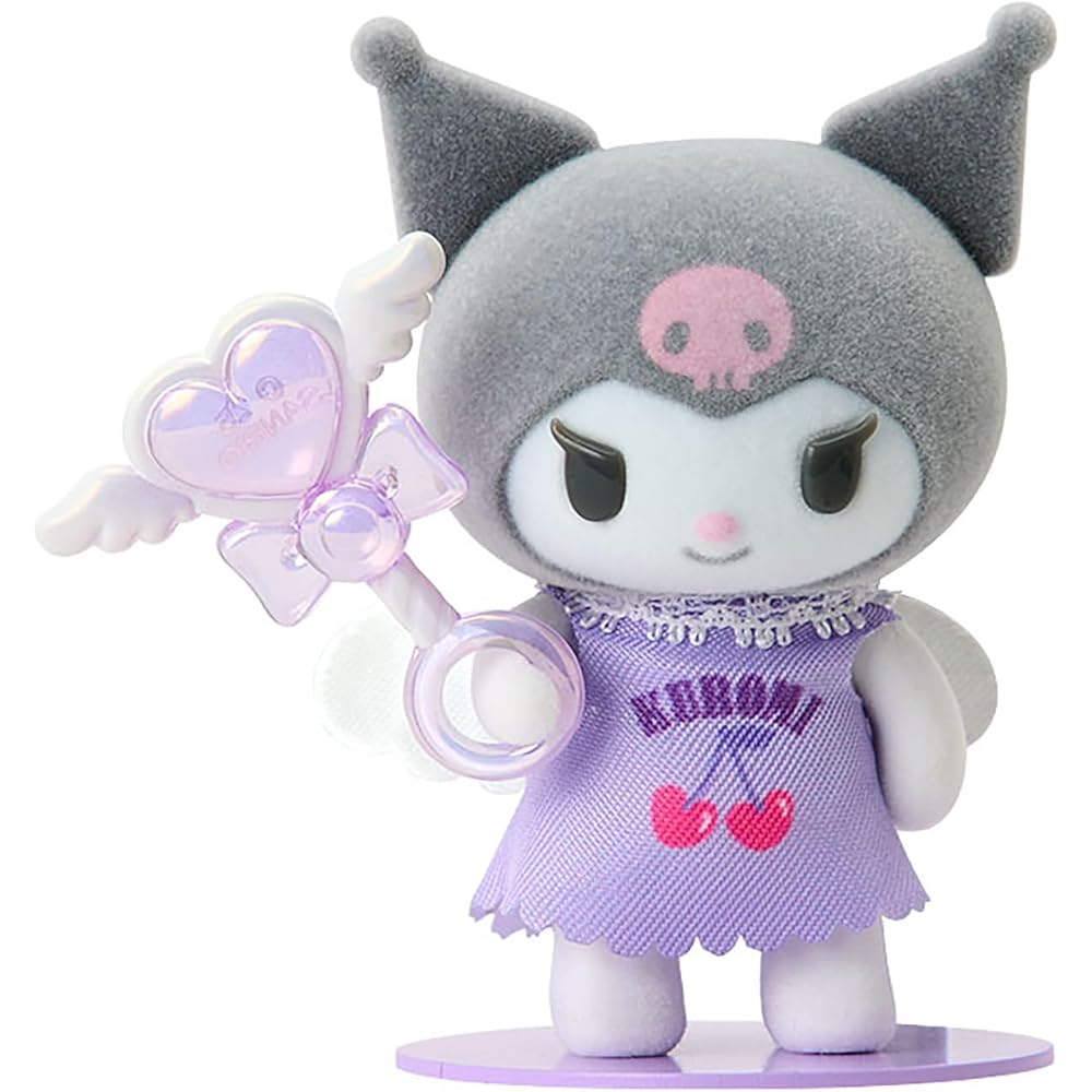 Sanrio Pitatto Friends Mini Flocked Doll Kuromi 396702 Cute Plush Toy for Collectors