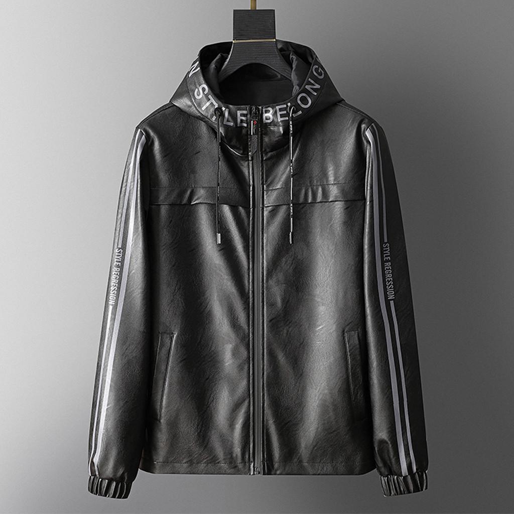 

Мужское повседневное модное худи в стиле пэчворк, куртка-пальто из искусственной кожи XXL чёрный