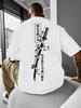 Vintage Japan Samurai Katana Sakura Kanji Back Printed Unisexs Cotton Short Sleeve Harajuku Street Casual Daily Fashion Tops