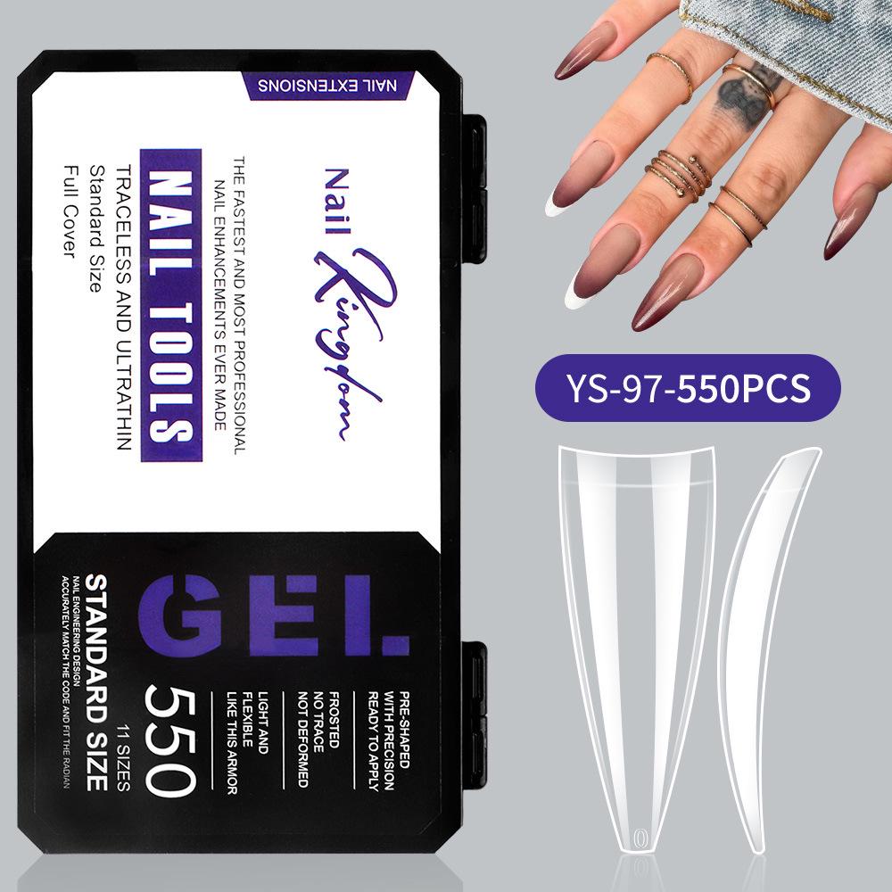 550-Piece Box of Transparent Short Square Nail Tips – Trapezoidal Full and Half Stick, Thin and Durable for Nail Art