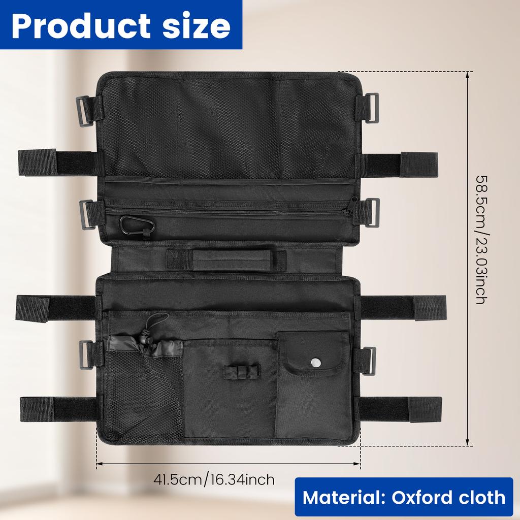 Duża Torba Organizer na Rollator Składany Koszyk Wiszący z Regulowanym Zapięciem Tkanina Oxford Pod Siedzenie Saszetka na Rollator