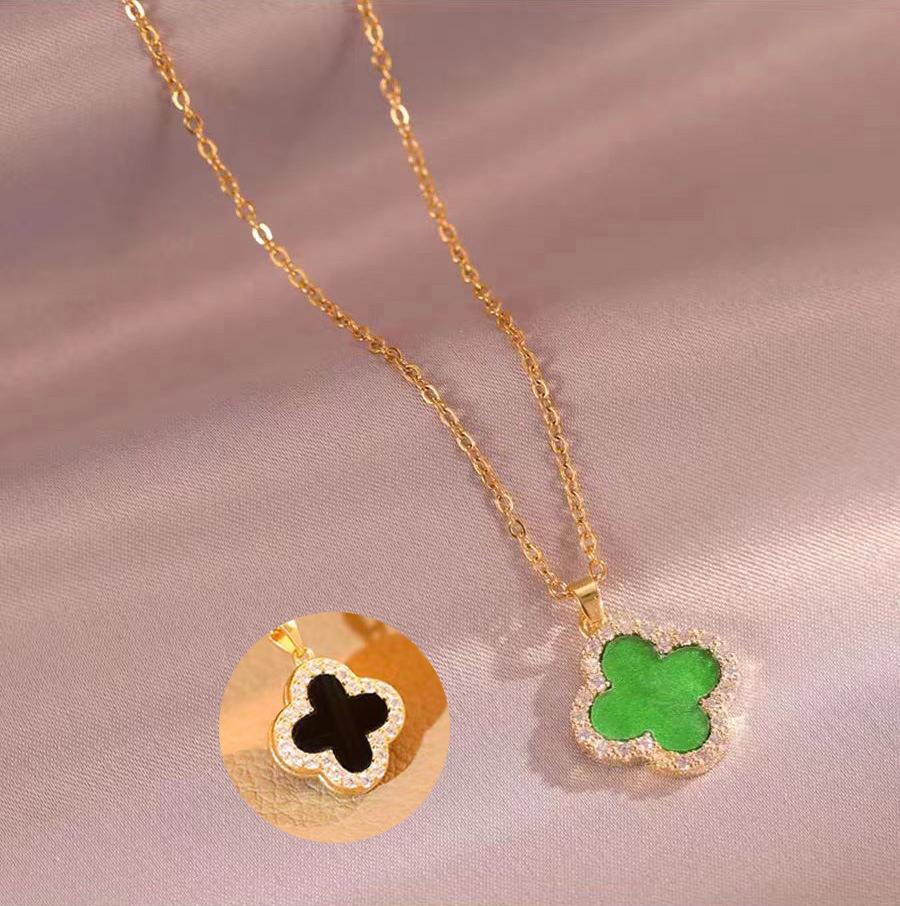 Fashion Simple Four-Leaf Clover Necklace Upscale Hundred With Senior Sense Pendant Titanium Steel Necklace Ladies Necklace